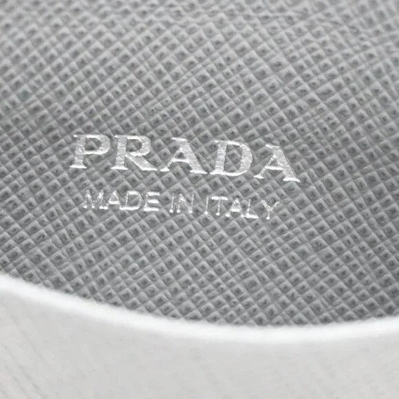 PRADA Logo Saffiano Card Holder Case Leather Gray Marmo 188-082825